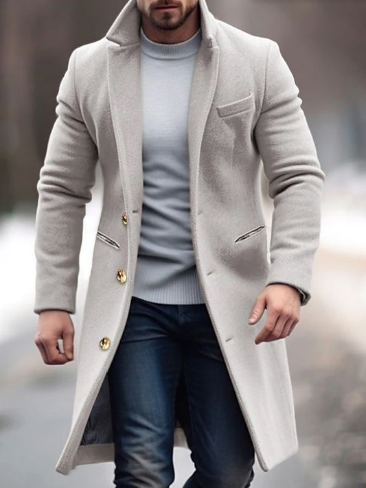 Classique veste manteau homme à boutons automne hiver mi-longue  [#ROBE2010951]
